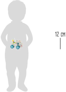 Jucărie de împins Small Foot în formă de elefant colorat, cu labirint de mărgele și roți stabile pentru dezvoltarea motricității și coordonării copiilor mici.