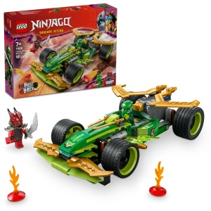 LEGO NINJAGO Mașina de curse cu motor cu arc a lui Lloyd 71828, vehicul ninja cu funcție pull-back, minifigurine și accesorii pentru curse și bătălii spectaculoase.