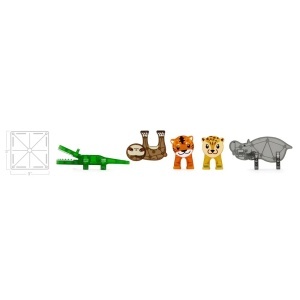 MAGNA-TILES Jungle Animals – set magnetic cu animale din junglă pentru copii 3+ ani, 25 piese educative