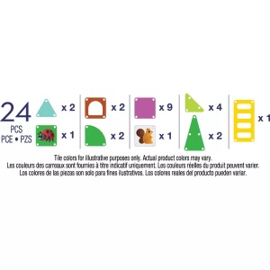MAGNA-TILES microMAGS Tree House Travel Set cu 24 piese magnetice, veveriță, insectă și accesorii inspirate din natură pentru construcții creative și joacă STEM.