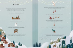 Copertă festivă a „Marea Carte cu Jocuri de Crăciun”, cu elemente de iarnă și personaje tematice, ideală pentru activități de familie în perioada sărbătorilor.