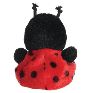 Buburuză Palm Pals de pluș roșie și neagră, moale și adorabilă, de 12,7 cm, potrivită pentru bebeluși și copii mici.