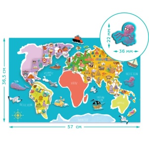 Puzzle magnetic - harta lumii - Img 6