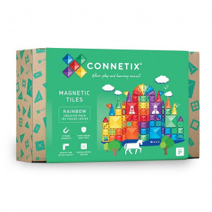 Set de constructie, Connetix Magnetic Tiles, Rainbow Big Pack 102 piese
