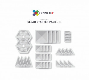 Set de constructie magnetic transparent, Connetix Magnetic Tiles, Clear Pack 34 piese - Img 6