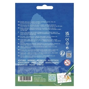 Set de carioci Faber-Castell Dino cu 13 culori, inclusiv 3 metalizate, design cu dinozauri și autocolante tematice, ideal pentru desen, colorat și activități creative pentru copii.