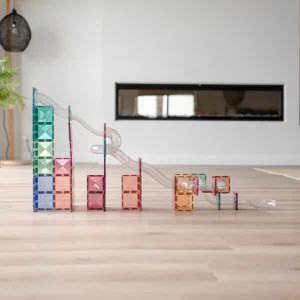 Extensii pentru setul de constructie magnetic, Connetix Magnetic Tiles, Pastel Ball Run Pack 80 piese - Img 3