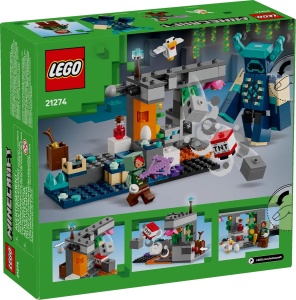 LEGO Minecraft Întâlnirea cu Temnicerul 21274 cu Temnicer construibil, peșteră luxuriantă, diamante și funcții interactive inspirate din jocul Minecraft.