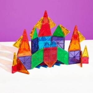 Set educativ magnetic MAGNA-TILES Combo + microMAGS 46 piese – plăci magnetice clasice și micro pentru copii 3–12 ani