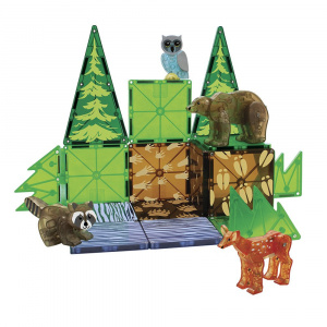 Set magnetic MAGNA-TILES Forest Animals cu 25 piese – animale sălbatice și decoruri de pădure pentru copii peste 3 ani.