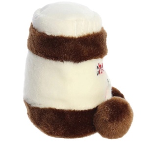 Palm Pals Silky Chocolate de la Aurora, jucărie de pluș moale de 13 cm în culori alb și maro, potrivită pentru copii încă de la naștere.