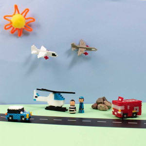 Mărgele de călcat colorate, dimensiune standard – 6000 buc pentru copii. Activitate creativă și educativă. Plăcuțele se vând separat. Vehicule și aeronave.