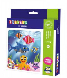 Starter kit mărgele – Peștișori, 2000 buc. cu planșetă, modele și hârtie de călcat. Ideal pentru copii 5+ ani, activitate creativă.