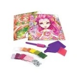 Set creativ cu pietricele pe numere ce include două planșe adezive, 4500 de strasuri colorate, aplicator și accesorii pentru realizarea unor tablouri strălucitoare.