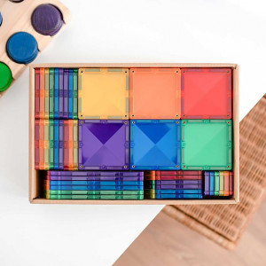 Set educativ magnetic Connetix Rainbow Big Pack 102 piese, culori curcubeu.