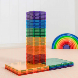 Set de constructie, Connetix Magnetic Tiles, Rainbow Big Pack 42 piese - Img 4