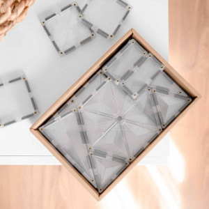 Set de constructie magnetic transparent, Connetix Magnetic Tiles, Clear Pack 34 piese - Img 7