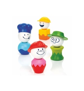 SmartMax My First People – set magnetic cu 12 piese colorate (fețe, pălării, corpuri), sigur și educativ pentru copii 1–5 ani, marca SmartGames Belgia.