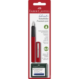 Stilou Faber-Castell + 6 cartușe cerneală albastră, Roșu