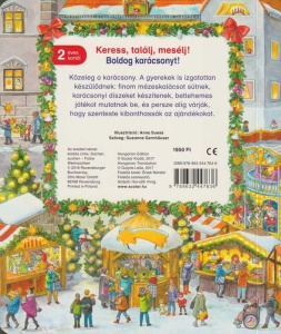 Boldog karácsonyt! Keress, találj, mesélj! böngészőkönyv részletgazdag karácsonyi jelenetekkel, keresőfeladatokkal és történetmesélésre ösztönző illusztrációkkal.