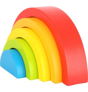 Set de cuburi de construcție din lemn Rainbow, colorate cu vopsele pe bază de apă, pentru dezvoltarea creativității și motricității copiilor.