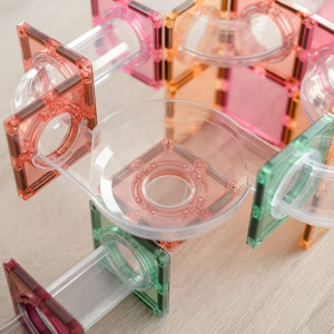Extensii pentru setul de constructie magnetic, Connetix Magnetic Tiles, Pastel Ball Run Pack 80 piese - Img 4