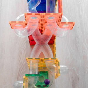 Extensii pentru setul de constructie magnetic, Connetix Magnetic Tiles, Ball Run Pack 66 piese - Img 6