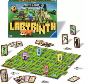 Labirint Minecraft Ravensburger, joc de societate și strategie pentru copii 7+, inspirat din universul Minecraft, care dezvoltă gândirea logică și concentrarea.