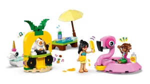 LEGO Friends 42658 cu colac flamingo, colac unicorn, Leo, Liann și motanul Churro pentru joacă imaginativă și aventuri la piscină.