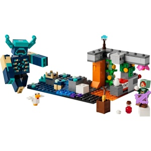 LEGO Minecraft Întâlnirea cu Temnicerul 21274 cu Temnicer construibil, peșteră luxuriantă, diamante și funcții interactive inspirate din jocul Minecraft.
