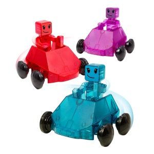 Set magnetic MAGNA-TILES Dashers cu 3 mașinuțe și 3 figurine colorate pentru copii 3–9 ani – joacă interactivă și creativă