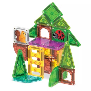 MAGNA-TILES microMAGS Tree House Travel Set cu 24 piese magnetice, veveriță, insectă și accesorii inspirate din natură pentru construcții creative și joacă STEM.