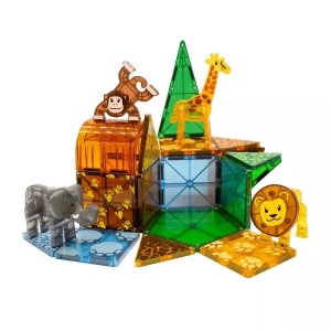 Set magnetic MAGNA-TILES Safari Animals cu animale 3D din savană pentru copii 3–12 ani, 25 piese educative