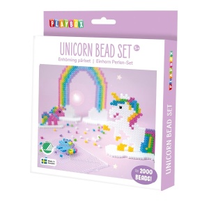 Mărgele de călcat Unicorn Playbox - 2000 mărgele colorate