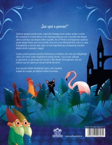 Copertă colorată a cărții „Noapte bună din toate colțurile lumii”, cu ilustrații blânde și motive de basm, ideală pentru poveștile de seară ale copiilor.