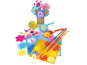 Playbox Craft – set cu 56 flori predecupate colorate pentru proiecte art & craft, scrapbook și decorațiuni handmade.
