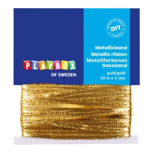Playbox - Metallic ribbon 10 m x 3 mm, gold