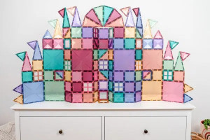 Set de constructie magnetic, Connetix Magnetic Tiles, Pastel 120 piese - Img 3