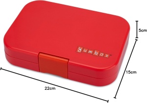 Yumbox Panino Racecars – cutie de prânz roșie cu design auto, 4 compartimente etanșe și tavă detașabilă, ideală pentru copii și adulți.