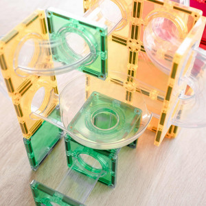 Extensii pentru setul de constructie magnetic, Connetix Magnetic Tiles, Ball Run Pack 66 piese - Img 7