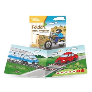 Tolki interaktív járműves könyv gyerekeknek, vidám illusztrációkkal, versek, járműhangok és tanulás egyben. Elektronikus toll nélkül.