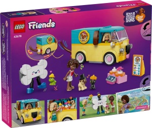 LEGO Friends 42678 cu furgonetă în formă de mops, accesorii pentru animale de companie, Nova, Aliya și figurine adorabile pentru joacă imaginativă.