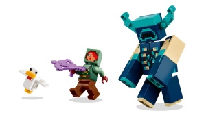 LEGO Minecraft Întâlnirea cu Temnicerul 21274 cu Temnicer construibil, peșteră luxuriantă, diamante și funcții interactive inspirate din jocul Minecraft.