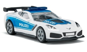 Machetă Corvette Police SIKU 1525 cu caroserie metalică, design sportiv și detalii realiste inspirate de un vehicul de poliție de mare performanță.
