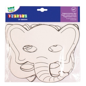 Copii decorând și purtând măști Playbox cu modele de animale, dezvoltând creativitatea, imaginația și abilitățile artistice prin joacă.