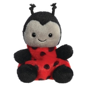 Buburuză Palm Pals de pluș roșie și neagră, moale și adorabilă, de 12,7 cm, potrivită pentru bebeluși și copii mici.