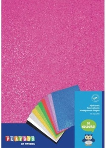 Playbox Foam Sheet Glitter – set 10 foi spumă colorată cu sclipici, 30×20 cm, ideale pentru decorațiuni și proiecte art & craft.