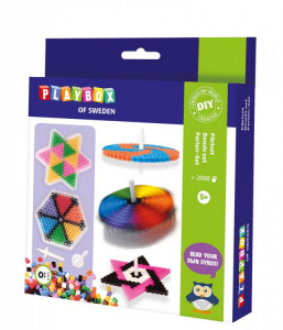 Starter kit mărgele Gyro – 2000 bucăți, cu planșetă și modele tip titirez. Creativitate interactivă pentru copii 5+ ani.