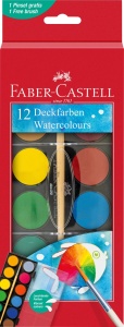 Set 12 acuarele cu pensula Faber-Castell