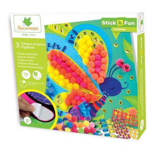 Set creativ cu pompoane, Fluturi - Sycomore Stick'n Fun